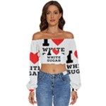 I love white sugar Long Sleeve Crinkled Weave Crop Top