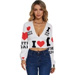 I love white sugar Long Sleeve Deep-V Velour Top