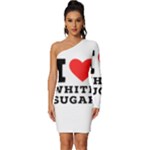 I love white sugar Long Sleeve One Shoulder Mini Dress