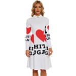 I love white sugar Long Sleeve Shirt Collar A-Line Dress