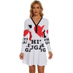 I love white sugar Long Sleeve Deep V Mini Dress 