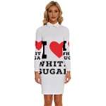 I love white sugar Long Sleeve Shirt Collar Bodycon Dress