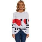 I love white sugar Long Sleeve Crew Neck Pullover Top