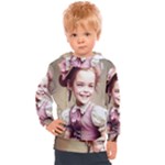 Cute Adorable Victorian Gothic Girl 5 Kids  Hooded Pullover
