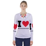 I love boysenberry  V-Neck Long Sleeve Top