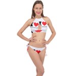 I love boysenberry  Cross Front Halter Bikini Set