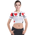 I love boysenberry  Short Sleeve Cropped Jacket