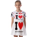 I love boysenberry  Kids  Short Sleeve Pinafore Style Dress