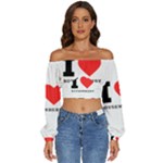 I love boysenberry  Long Sleeve Crinkled Weave Crop Top