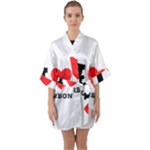 I love bourbon  Half Sleeve Satin Kimono 