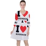 I love bourbon  Quarter Sleeve Ruffle Waist Dress