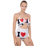 I love bourbon  Scallop Top Cut Out Swimsuit