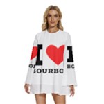 I love bourbon  Round Neck Long Sleeve Bohemian Style Chiffon Mini Dress