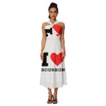 I love bourbon  Sleeveless Cross Front Cocktail Midi Chiffon Dress