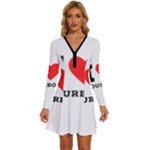 I love bourbon  Long Sleeve Deep V Mini Dress 