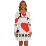 I love bourbon  Long Sleeve Wide Neck Velvet Dress