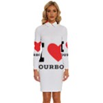 I love bourbon  Long Sleeve Shirt Collar Bodycon Dress