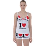 I love blueberry  Tie Front Two Piece Tankini