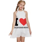 I love blueberry  Kids  Halter Collar Waist Tie Chiffon Dress