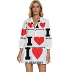 I love blueberry  V-Neck Placket Mini Dress