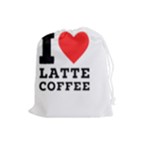 I love latte coffee Drawstring Pouch (Large)