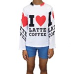 I love latte coffee Kids  Long Sleeve Swimwear