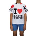 I love latte coffee Kids  Short Sleeve Swimwear