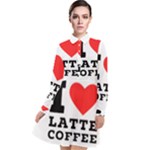 I love latte coffee Long Sleeve Chiffon Shirt Dress