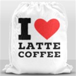 I love latte coffee Drawstring Bag (Large)