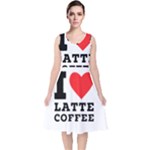 I love latte coffee V-Neck Midi Sleeveless Dress 