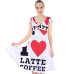 I love latte coffee Cap Sleeve Front Wrap Midi Dress