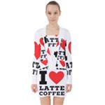 I love latte coffee V-neck Bodycon Long Sleeve Dress