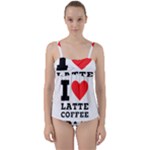 I love latte coffee Twist Front Tankini Set