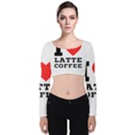 I love latte coffee Velvet Long Sleeve Crop Top