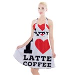 I love latte coffee Halter Party Swing Dress 