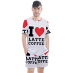 I love latte coffee Men s Mesh Tee and Shorts Set