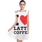 I love latte coffee Tie Up Tunic Dress