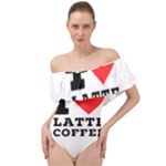 I love latte coffee Off Shoulder Velour Bodysuit 