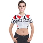 I love latte coffee Short Sleeve Cropped Jacket