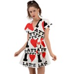 I love latte coffee Flutter Sleeve Wrap Dress