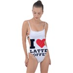 I love latte coffee Tie Strap One Piece Swimsuit