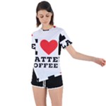 I love latte coffee Asymmetrical Short Sleeve Sports Tee