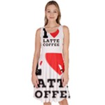 I love latte coffee Knee Length Skater Dress With Pockets