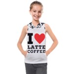 I love latte coffee Kids  Sleeveless Hoodie