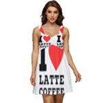 I love latte coffee Ruffle Strap Babydoll Chiffon Dress