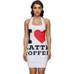 I love latte coffee Sleeveless Wide Square Neckline Ruched Bodycon Dress