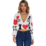 I love latte coffee Long Sleeve Deep-V Velour Top