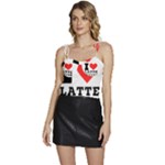 I love latte coffee Flowy Camisole Tie Up Top