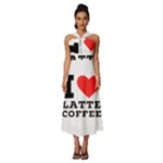 I love latte coffee Sleeveless Cross Front Cocktail Midi Chiffon Dress