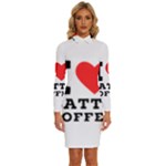 I love latte coffee Long Sleeve Shirt Collar Bodycon Dress